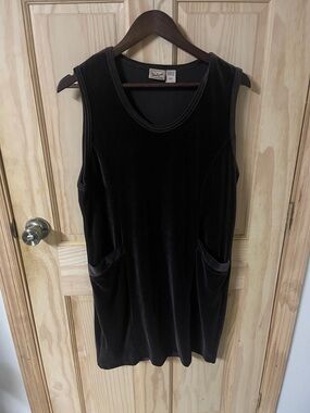 Velvet Pocket Sleeveless Dress Brown